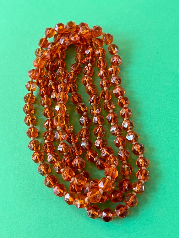 Art Deco Orange Glass Flapper Necklace