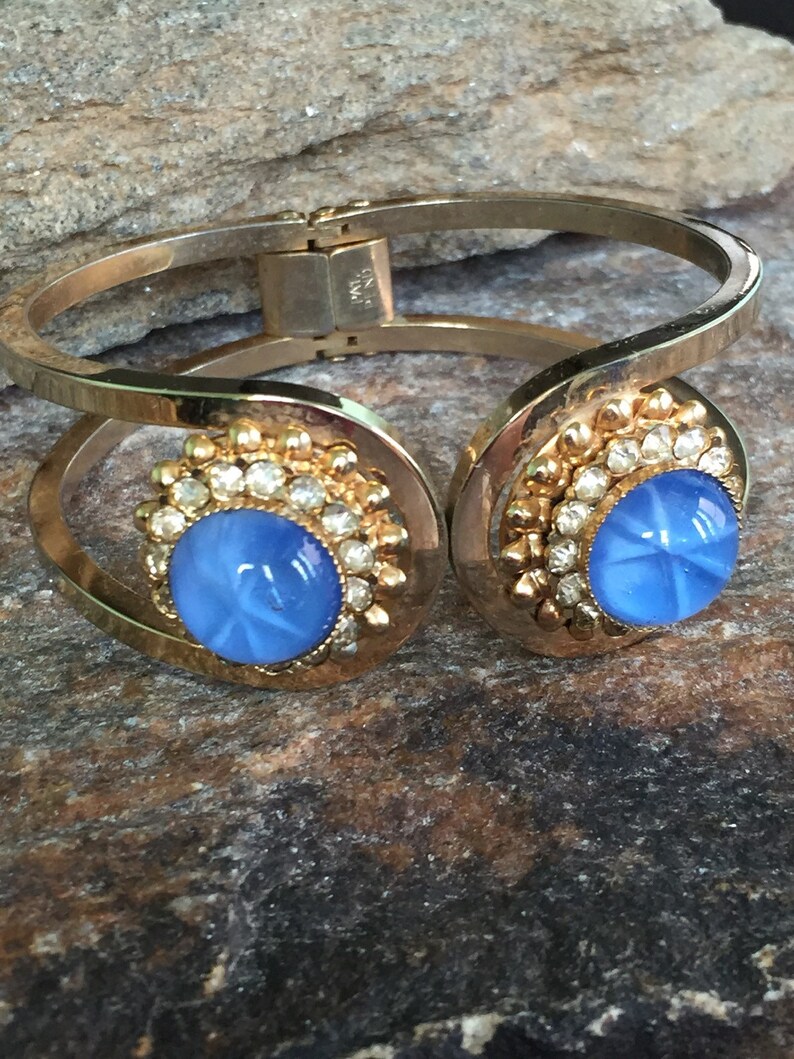 Blue Moonglow Bracelet Hinge Bracelet Chunky Blue Bracelet Blue Cuff Bracelet Bangle Bracelet Blue Jewelry Gift Idea