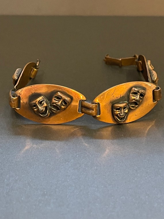 Vintage Copper Comedy Tragedy Bracelet