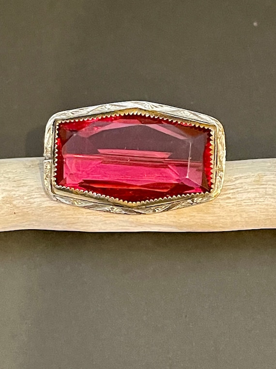 Art Deco Pink Glass Brooch - image 7