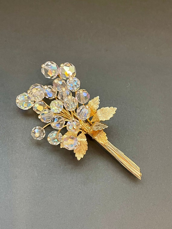 Vintage Crystal Bead Spray Brooch - image 4