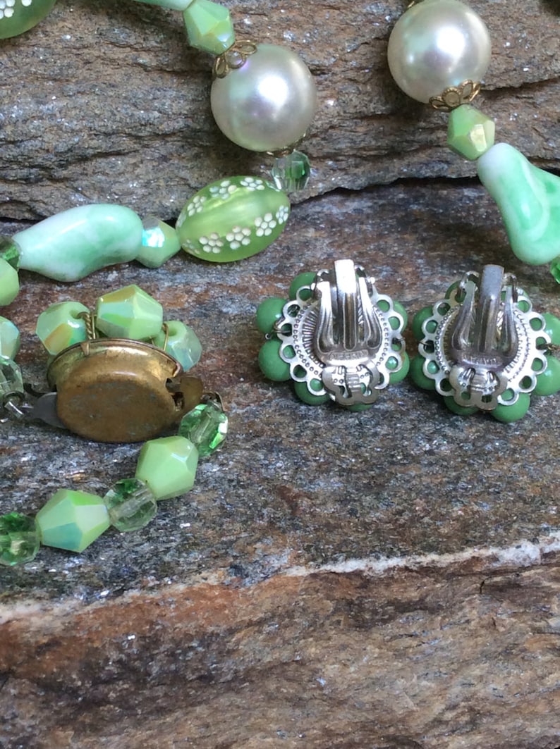 Green Beaded Necklace Set