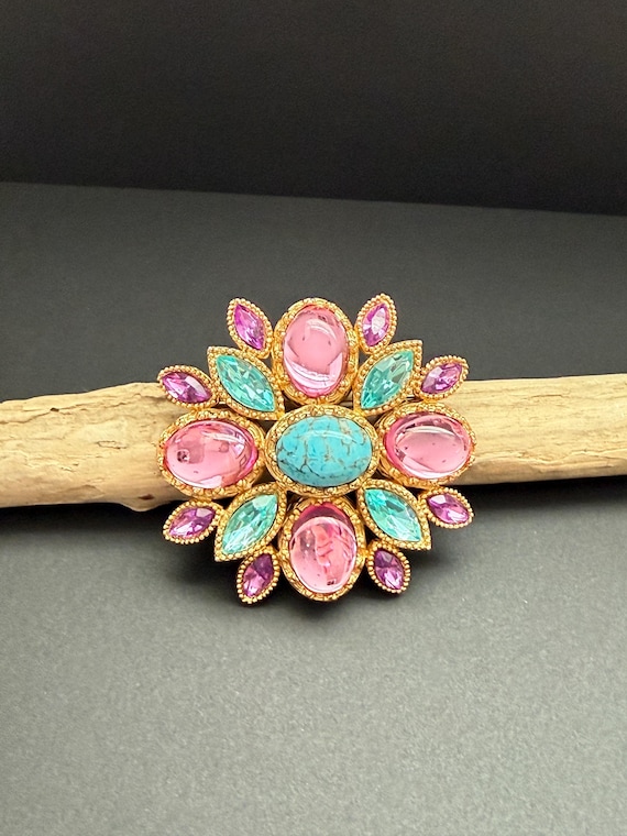 Joan Rivers Maltese Cross Pastel Brooch