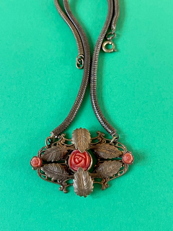 Art Nouveau Celluloid Floral Necklace