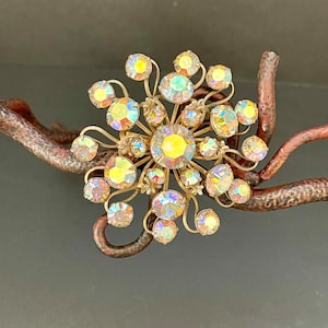 Vintage AB Rhinestone Starbrust Brooch