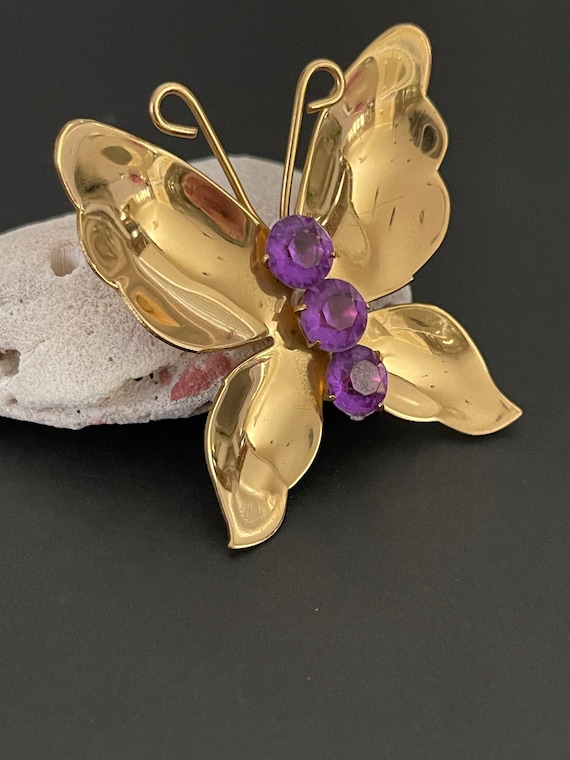 Coro Purple Butterfly Brooch