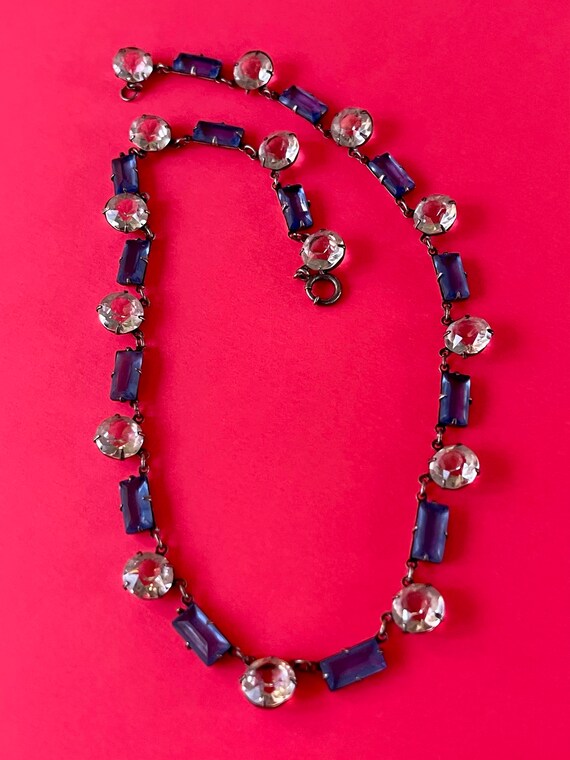 Art Deco Blue Crystal Choker - image 1