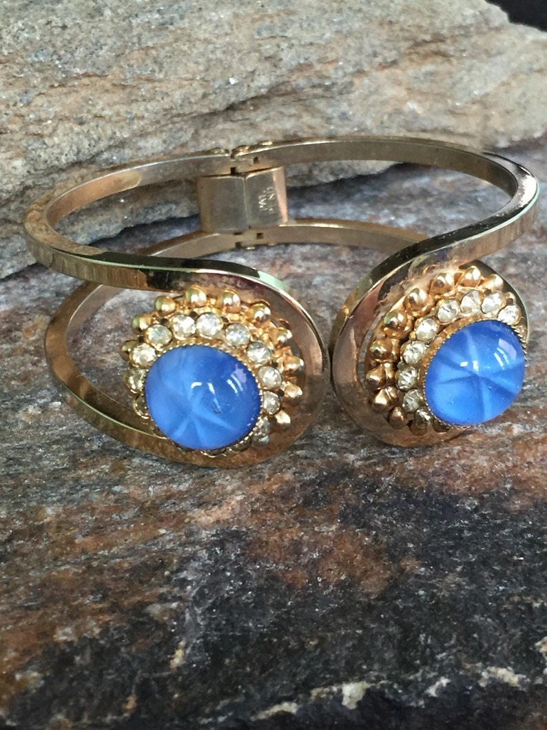 Blue Moonglow Bracelet Hinge Bracelet Chunky Blue Bracelet Blue Cuff Bracelet Bangle Bracelet Blue Jewelry Gift Idea