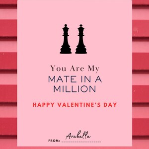 Chess Valentine's Day Card, Chess Valentine, Chess Card, Valentine Chess, Mate Valentine, Checkmate Valentine, Printable, Digital Download