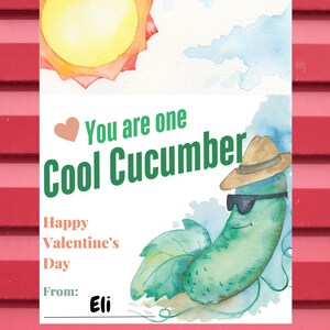 Tarjetas imprimibles de pepino para el día de San Valentín, tarjetas divertidas para niños, etiquetas de granja para el día de San Valentín para niños, tarjetas para el día de San Valentín para el aula de niños, DESCARGA DIGITAL