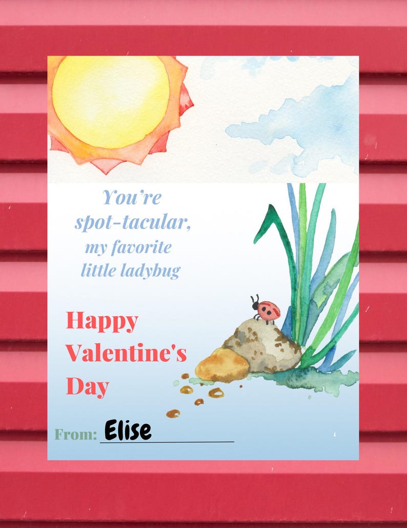 Printable Ladybug Valentine's Cards, Kids Farm Valentine Tags, Kids ...
