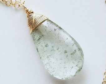houseofgems Sterling Silver Natural Lodolite Small Teardrop Shaped Gemstone Pendant Necklace houseofgems Sterling Silver Natural Lodolite Small Teardrop Shaped Gemstone Pendant Necklace