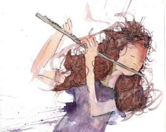 carte de voeux - Flûtiste