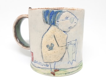 espresso cup - handbuilt ceramic with figurative surface decoration