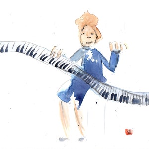 Grußkarte - Piano Lady