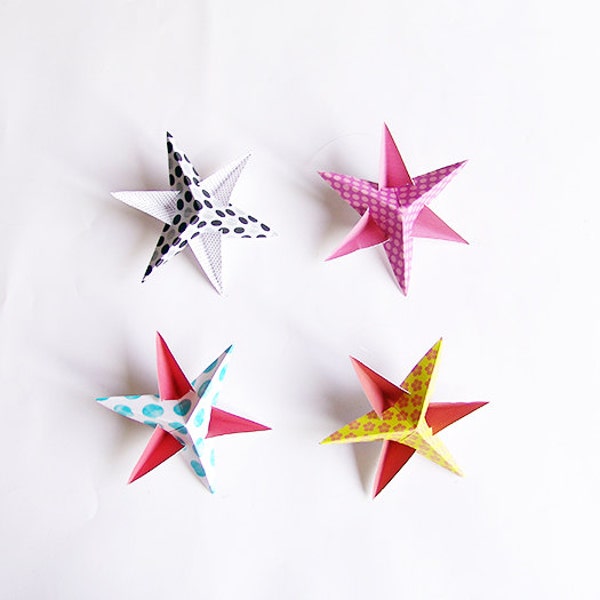 Christmas stars decorations, paper stars for Christmas tree, Christmas ornaments DIY, digital file instant download