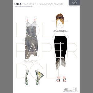 May include: A paper doll with a silver sequined dress, black pants, and a blonde updo. The doll is part of a paper doll collection called "Flower Power".