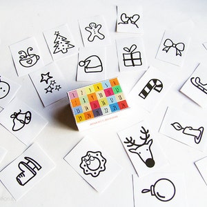 Mini-Adventskalender zum Bauen und Ausmalen, Weihnachts-Countdown, Last-Minute-Geschenk, DIY-Advent, Sofort-Download