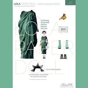 Lola's outfit, July 4th, Statue of Liberty, paper clothes for Lola the paper doll, dress up doll, printable paper doll, instant download image 2