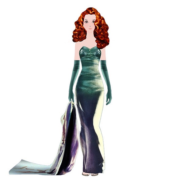 Lola's outfit, Rita Hayworth look, Lola the paperdoll, Gilda, dress up doll, paper clothes, instant download