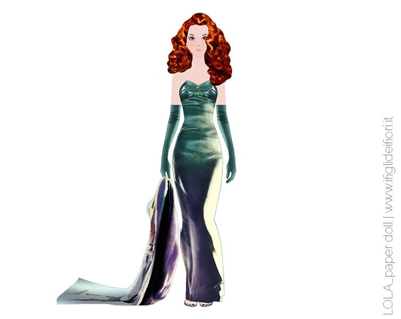 Lola's outfit, Rita Hayworth look, Lola the paperdoll, Gilda, dress up doll, paper clothes, instant download image 1