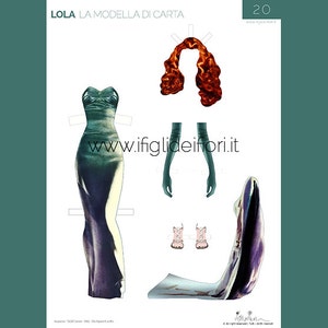 Lola's outfit, Rita Hayworth look, Lola the paperdoll, Gilda, dress up doll, paper clothes, instant download image 2