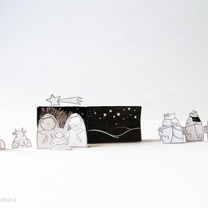 Piccolo presepe di carta da costruire, presepe tascabile, presepe fai da te, natività, giochi di Natale, file digitale download istantaneo