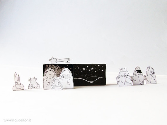 Diy Christmas Paper Nativity Kit Christmas Crafts Nativity Etsy