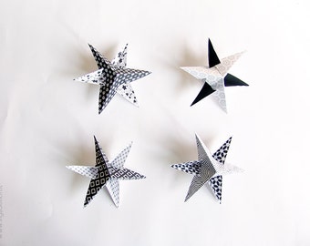 Christmas stars decorations, paper stars for Christmas tree, Christmas ornaments DIY, digital file instant download