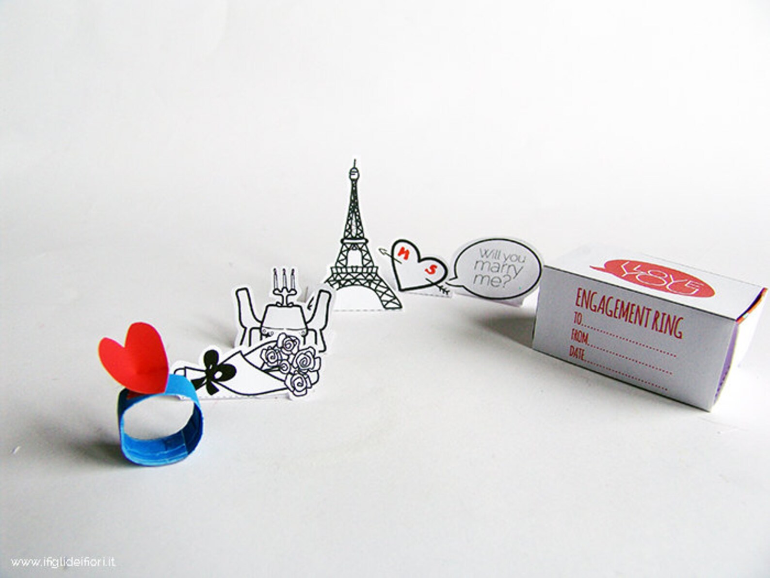 Paper Engagement Ring Declaration of Love Paper Ring Pop the Etsy