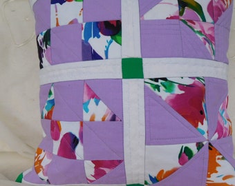 Patchwork Quilt , dekoratives Kissen 40 x 40 , bunte Kissen , Kissen modern