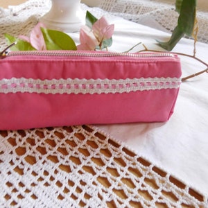 kleine rosa Make up Tasche , rosa Kosmetiktasche , kleines Täschchen handgefertigt