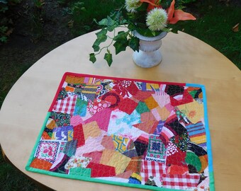 Tischset Patchwork Quilt , Platzset orange genäht , Esstisch Deko Alltag , Platzmatte Stoff