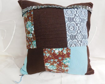 brow Deco pillow Patchwork , Deco pillow boho , Pillow brown , Patchwork pillow