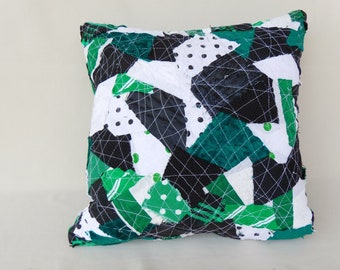 Coussin de canapé vert, motif coussin patchwork, housse de coussin 40 x 40