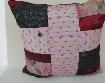 rose  grey decorative Pillow , Patchwork pillow , Boho Pillow , Couch pillow 50 x 50 cm