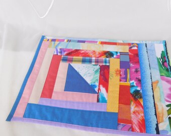 Placemat , colourful Placemat ,modern Patchwork , Log cabin
