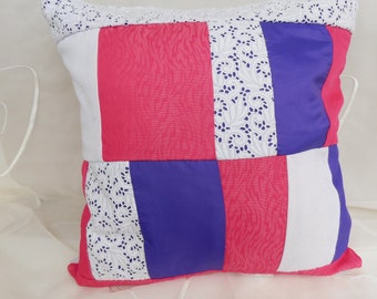 Deco pillow colourful   , Boho pillow white , handmade  Pillow pink