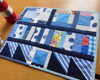 maritimes Tischset Stoff , Tischset Baumwolle , Patchwork Tischläufer , Tischset blau