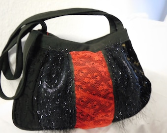 small red Shoulder bag , Bag Women Fabric , Shoulder bag black