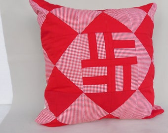 red white Pillow  cover 50x50  , Sofa Pillow cover 50x50 , Patchwork pillow