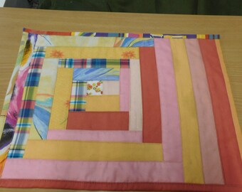 handgenähtes Tischset    orange , Platzset bunt Baumwolle , Platzdecke Stoff , Platzset Patchwork