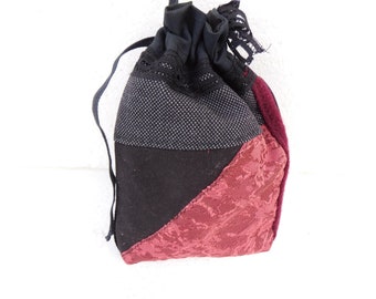 Make  up Bag , red black Cosmetic case , Patchwork bag small , Bag for Jewelry