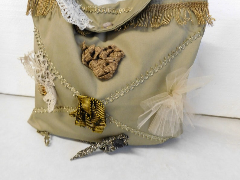 green Fabric Bag Upcycling Cotton Bag Shopping Bag Shoulder bag handmade Bag Bag Bag with Border