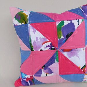 Kissenbezug 40x40 Patchwork Quilt , Patchworkkissenbezug pink rosa , Kissen rosa Bild 9