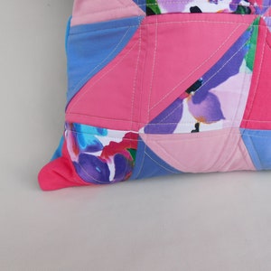 Kissenbezug 40x40 Patchwork Quilt , Patchworkkissenbezug pink rosa , Kissen rosa Bild 3