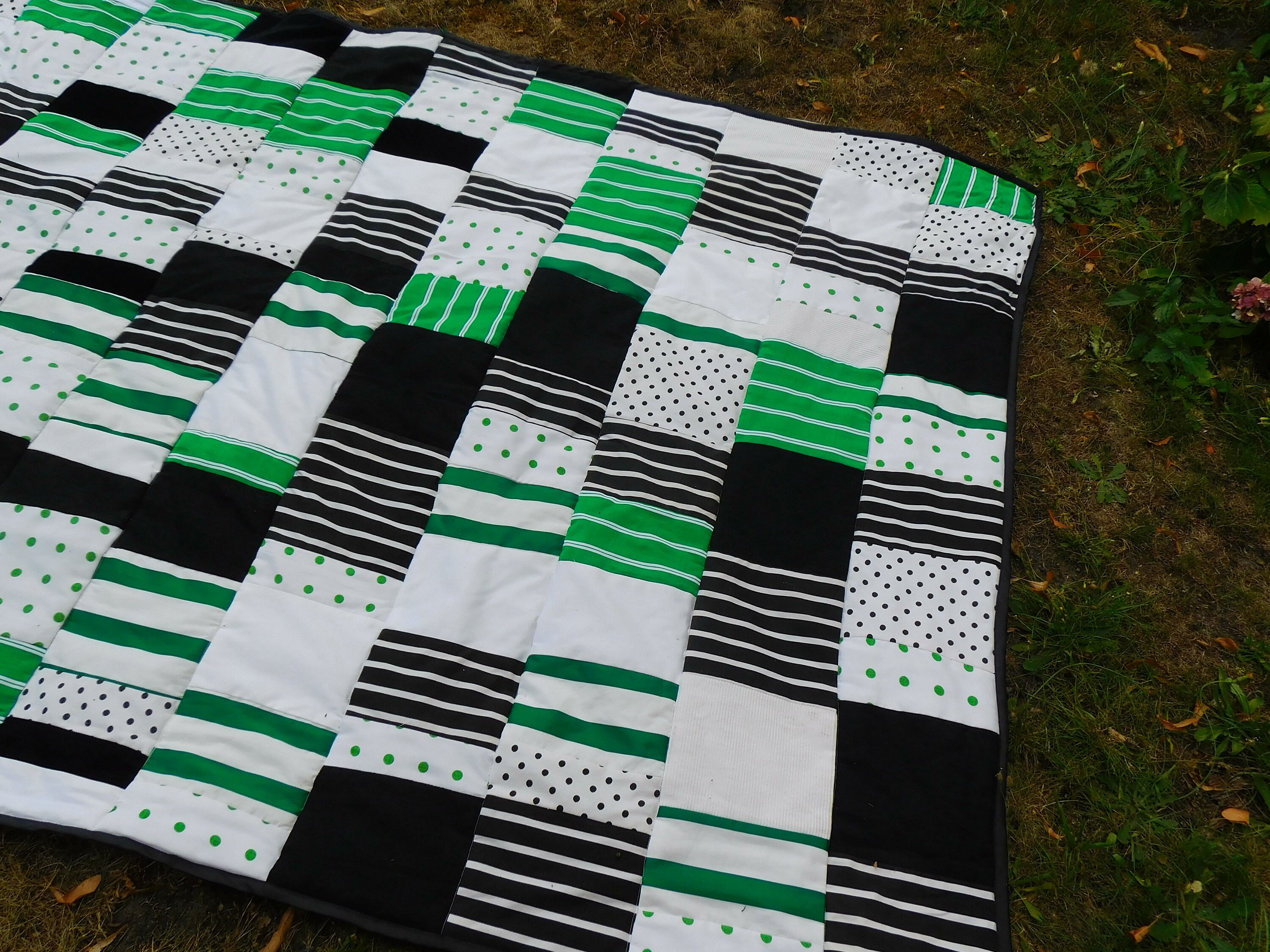Blanket Boho Throw Blanket green black white Patchwork Etsy
