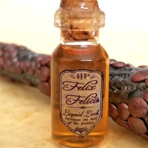 Liquid Luck Potion, Magic bottle, Wizard and witch decorative potion bottle prop, Apothecary Herbology bookshelf decor, Halloween cosplay