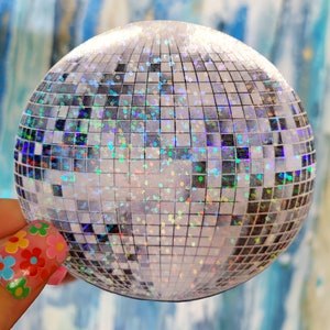 Disco Ball Sticker, Glitter sticker disco ball, Mirror ball sticker, Holographic Disco Ball Sticker, water bottle laptop decal, easy peel