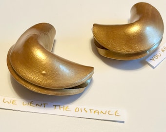 Gold Metallic Fortune Cookie Sculpture: Handmade Polymer Clay Collectible